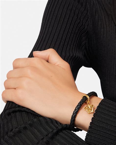 versace bangles gold|versace braided leather charm bracelet.